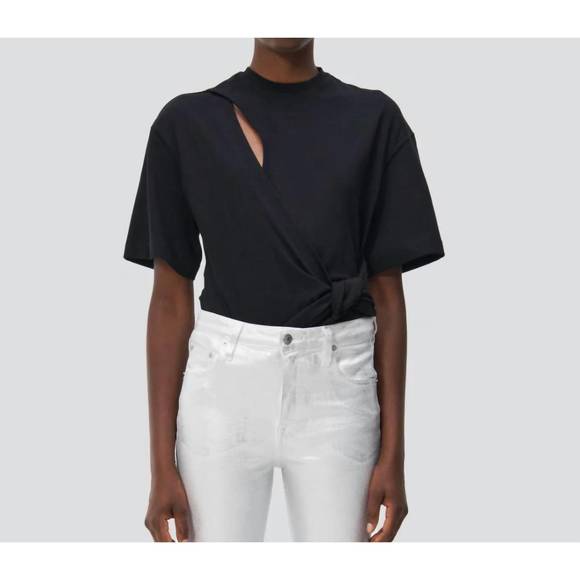 NEW JONATHAN SIMKHAI joline wrap tie t-shirt in black - Picture 1 of 5